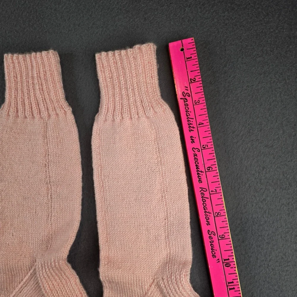 Handmade Bubblegum Pink Knit‎ Crew Socks Womens Mid Calf Cottagecore Cozy
